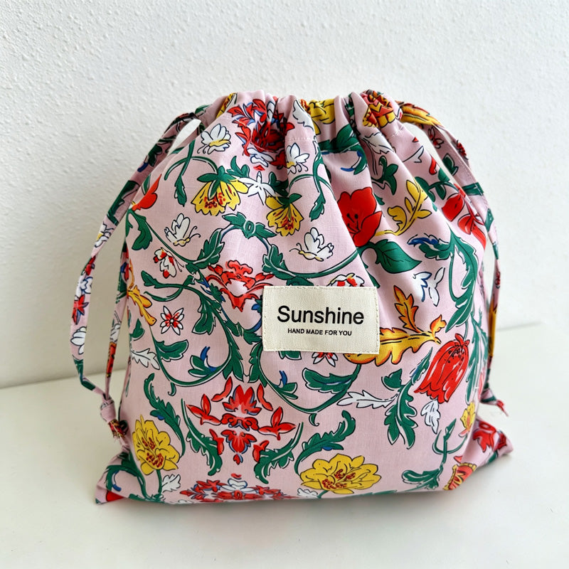 CouldNook Large Floral Drawstring Bag - Six Woodland Prints