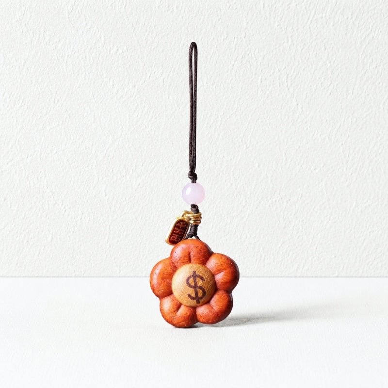 CouldNook Fake Wooden Flower Phone Charm - Lucky Pendant Strap