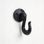 CouldNook Cast Iron Wall Hook - Curved Arm and Round Backplate