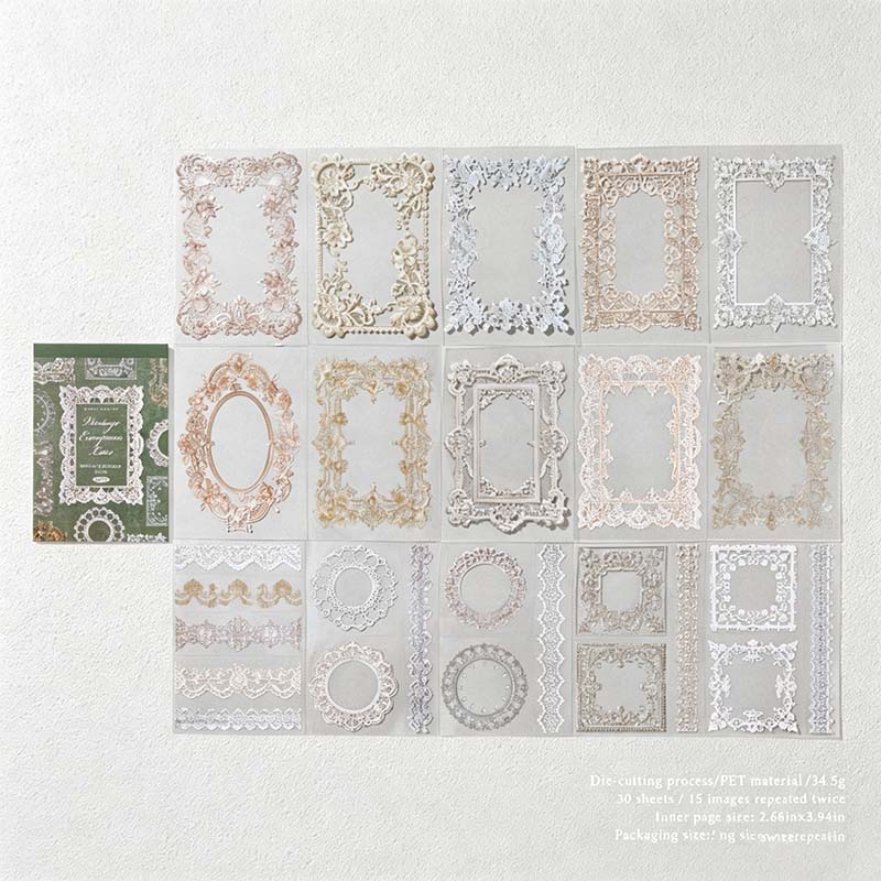 CouldNook Lace PET Sticker Book - Vintage Border Designs