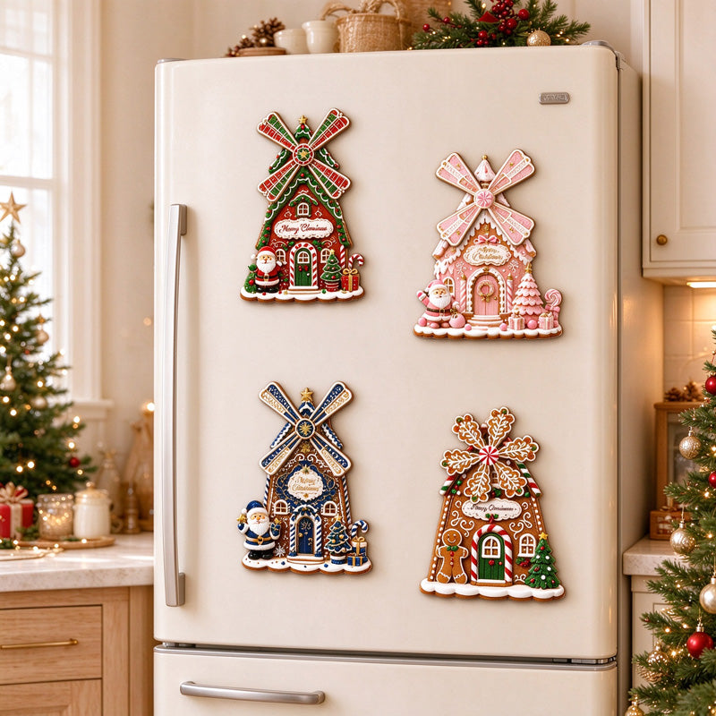 Christmas Windmill and Ferris Wheel Refrigerator Magnets