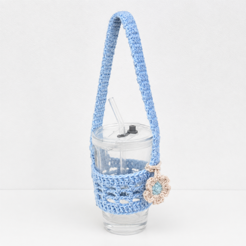 CouldNook Yarn Drink Carrier - Long Handle and Flower Detail