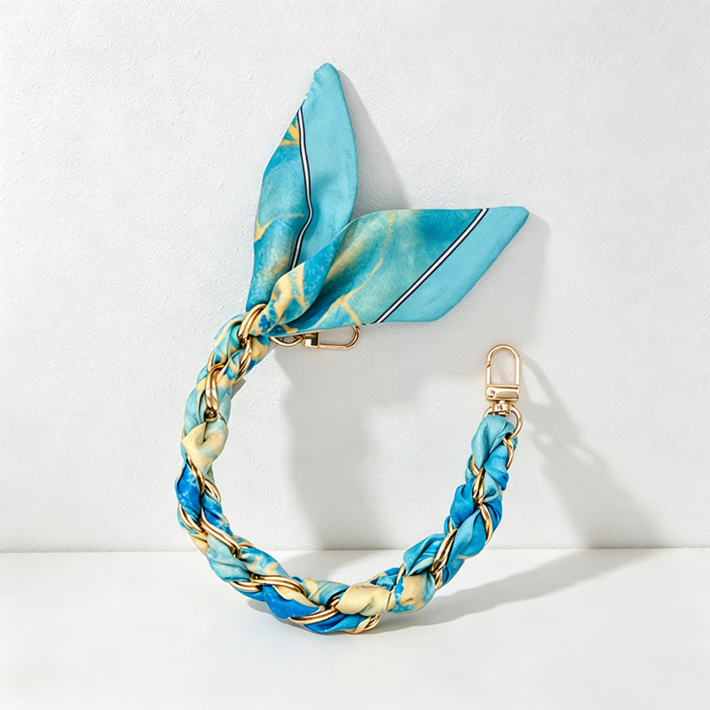 CouldNook Coastal Print Scarf Phone Wrist Strap - Chain Links