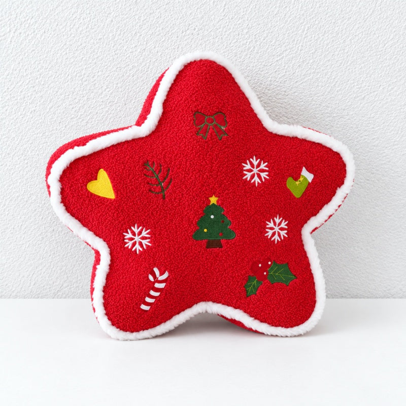 CouldNook Christmas Shaped Cushion - Plush Star Tree and Snowflake