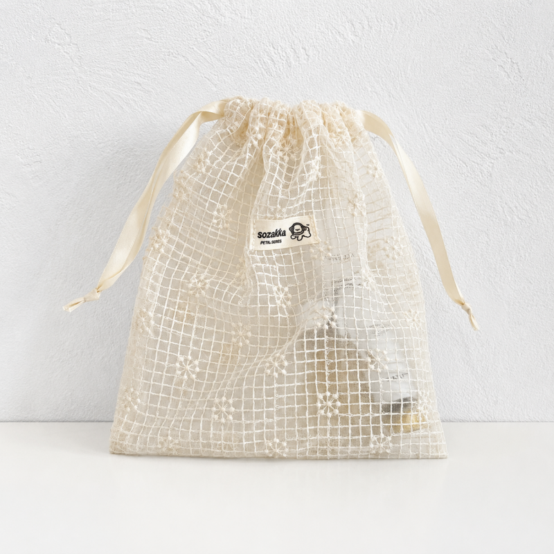 CouldNook Daisy Mesh Drawstring Organizer Bag - Ribbon Closure