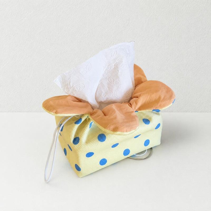 CouldNook Polka‑Dot Flower Tissue Box Cover‑Cute Floral Fabric Napkin Holder