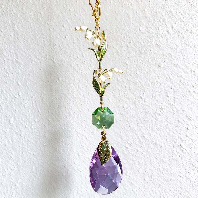 CouldNook Lily Of The Valley Suncatcher - Bell Flowers And Faceted Drop