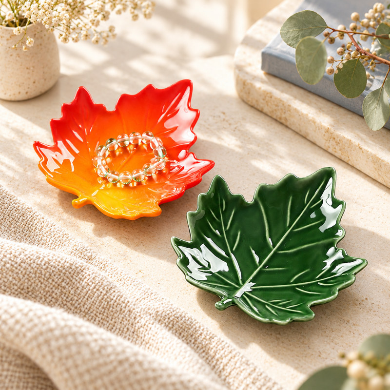 CouldNook Maple Leaf Jewelry Dish - Veined Glaze