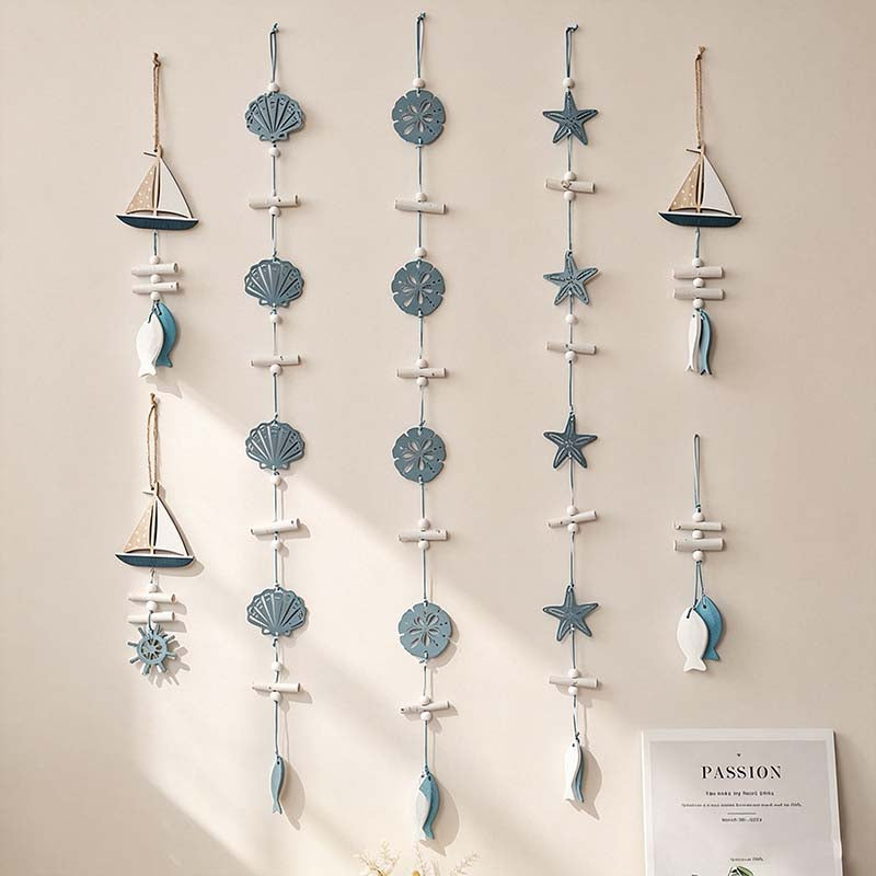 CouldNook Nautical Wood Wall Hanging - Fish Shell Sailboat Designs