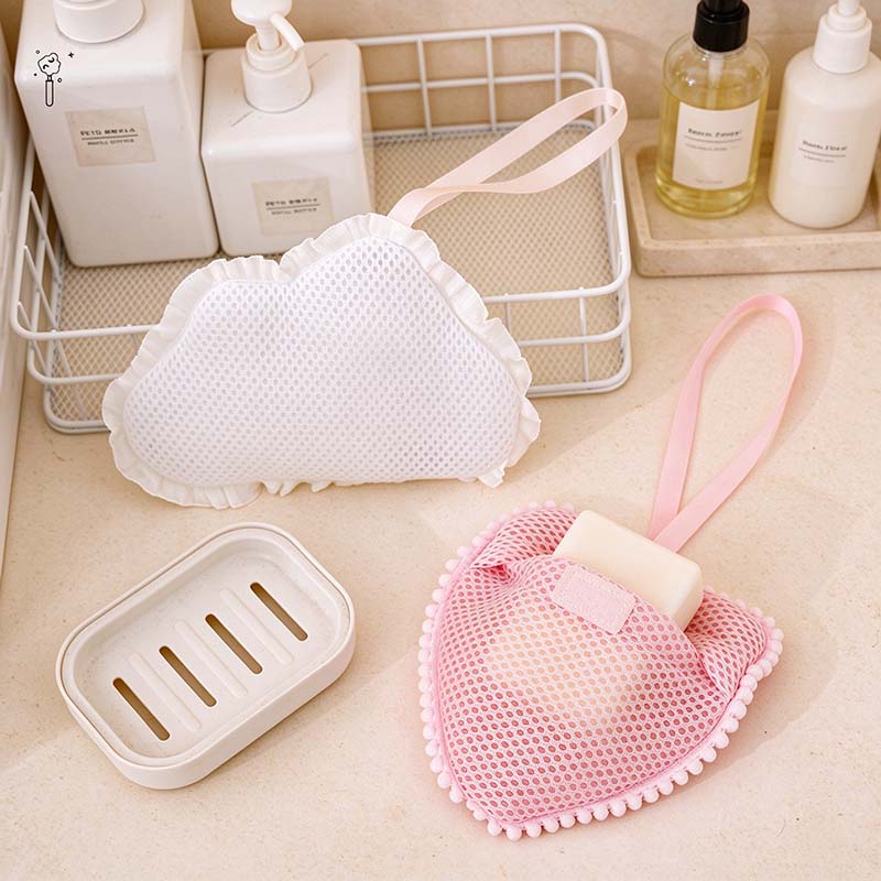 CouldNook Soap Pouch - Cloud and Heart Shapes in Open Mesh