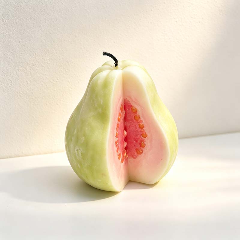 CouldNook Guava Shaped Scented Candle - Whole Fruit And Cutaway Designs