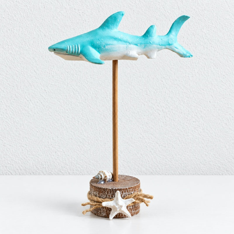 CouldNook Shark Display Ornament - Raised Form And Nautical Base