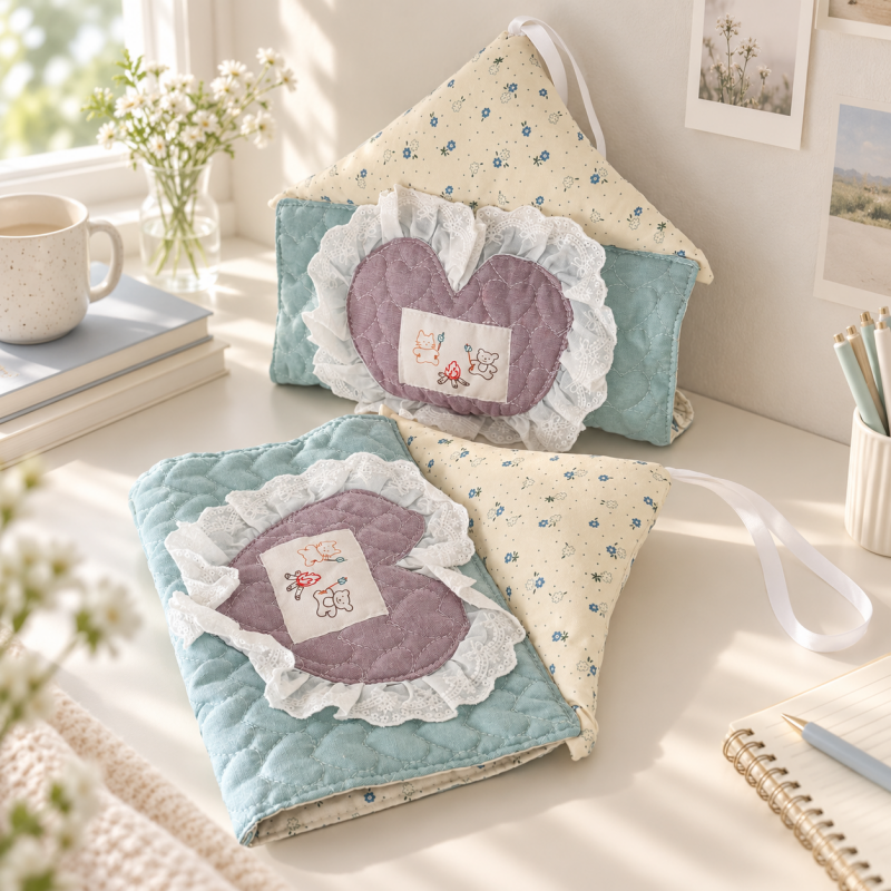 CouldNook Heart Applique Tissue Holder - Ruffled Hanging Design