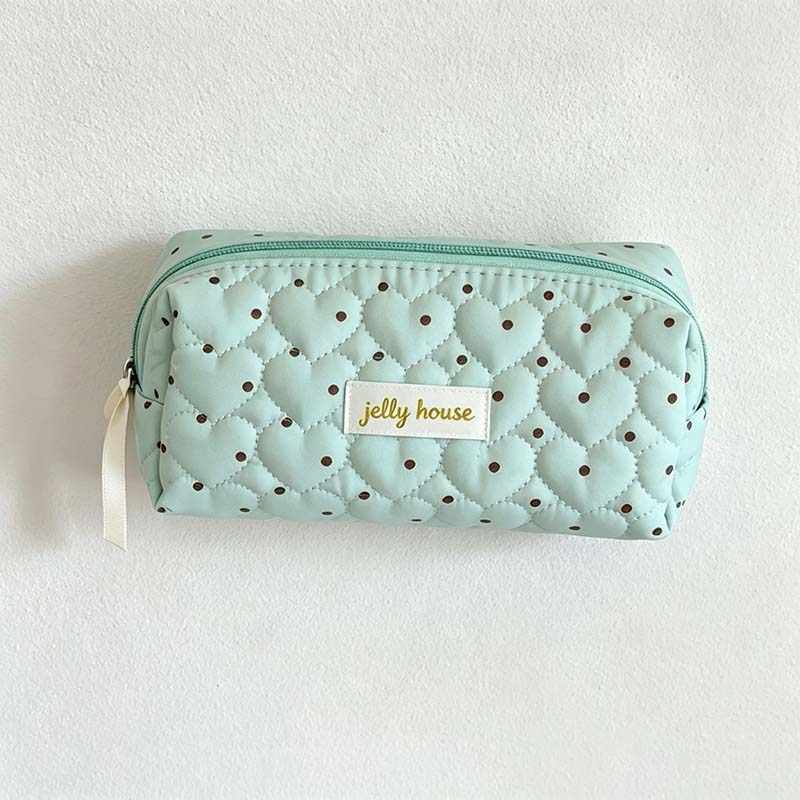 CouldNook Quilted Cotton Pencil Case - Dotted Zip Pouch Design