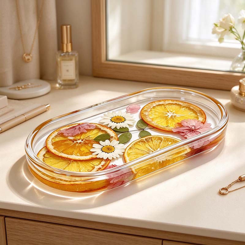 CouldNook Citrus Jewelry Tray - Clear Resin and Embedded Orange Slices