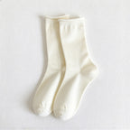 CouldNook Rolled Cuff Slouch Socks - Plain Knit And Neutral Color Range