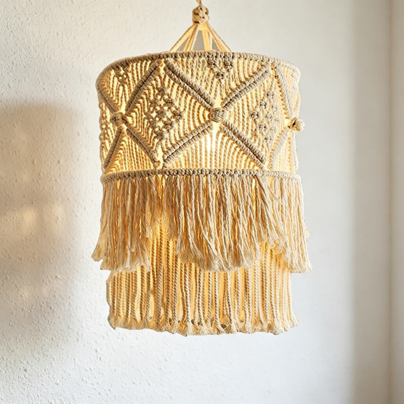 CloudNook Macrame Cotton Rope Lamp Shade‑Boho Hanging Lampshade