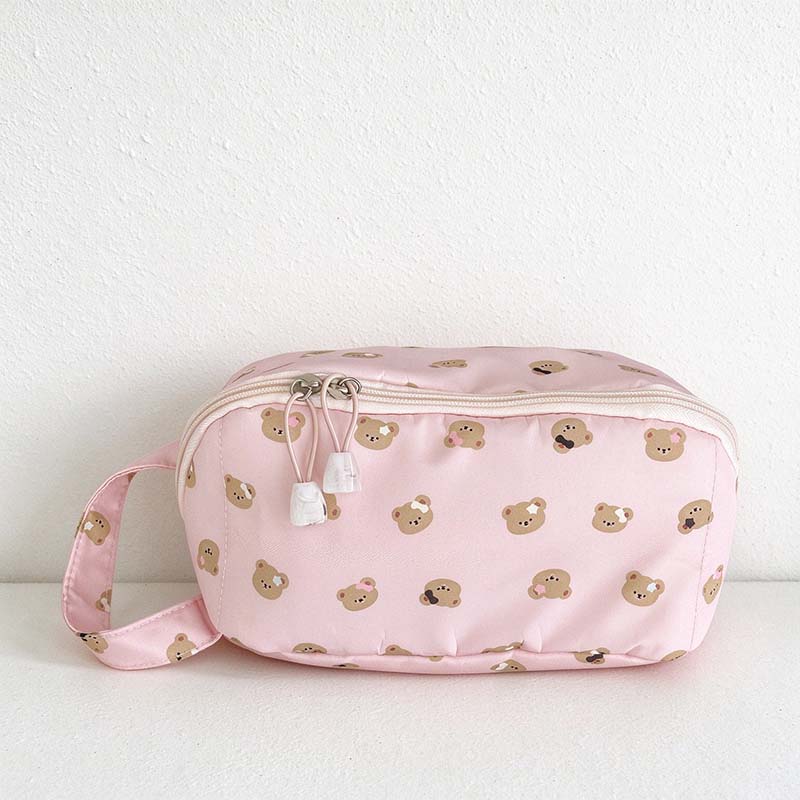 Bear Cosmetic Bag - Printed Faces and Central Divider