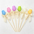 CouldNook Tulip Candle On Stem - Sculpted Petals And Ribbon Bow