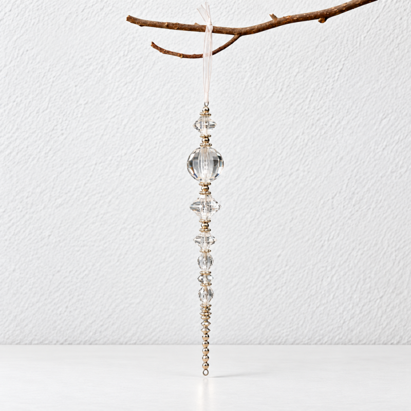 CouldNook Beaded Christmas Ornament - Clear Facets And Tapered Drop Shapes