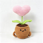 CouldNook Yarn Flower Planter Ornament - Heart and Bloom Stems