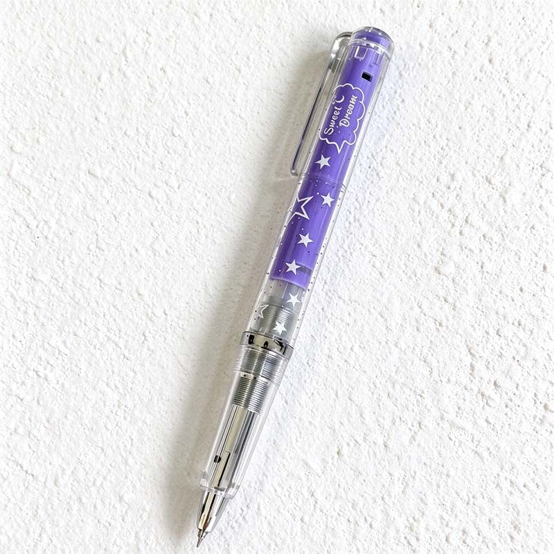 CouldNook Star Print Gel Pen - Clear Barrel And Ribbed Grip