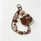 CloudNook Beaded Phone Wrist Strap-Plush Cartoon Cat Pendant