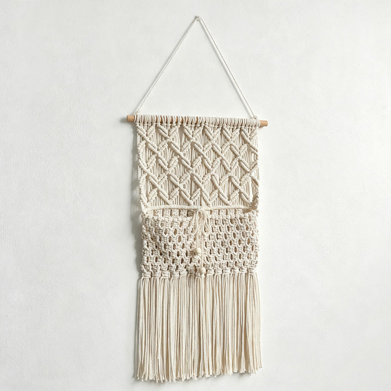 CloudNook Macrame Wall Hanging Organizer‑Boho Pocket Tapestry