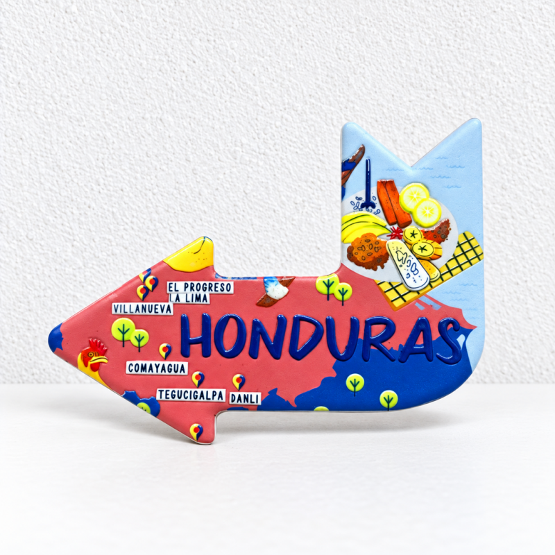 CouldNook Arrow Fridge Magnet - Raised Travel Motifs And Colorful Landmark Scenes