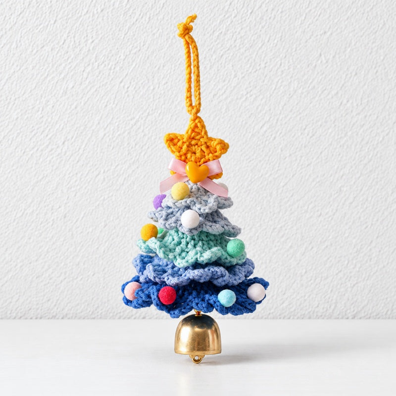 CouldNook Crocheted Christmas Tree Ornament - Layered Branches And Hanging Bell