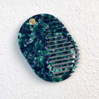 CouldNook Oval Mirror Comb - Patterned Acetate and Gold-tone Swivel Pivot