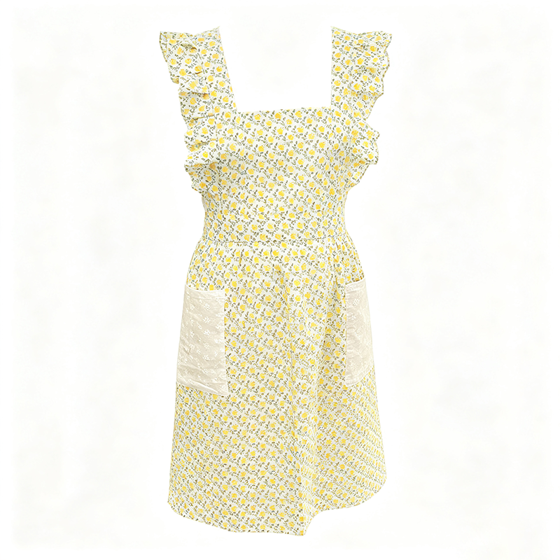 CouldNook Mini Floral Apron - Ruffled Pocket Kitchen Dress
