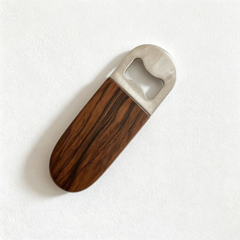 CouldNook Magnetic Bottle Opener - Walnut Handle and Exposed Metal Opening Slot