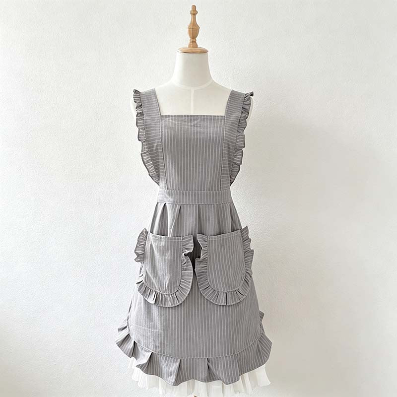 CouldNook Ruffled Cross-Back Apron - Four Solid Colors Collection