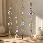 CouldNook Geometric Celestial Suncatcher - Open Frames And Purple Stone Accents
