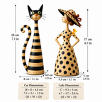 Cat or Lady Figurine - Stripes and Polka Dot Details