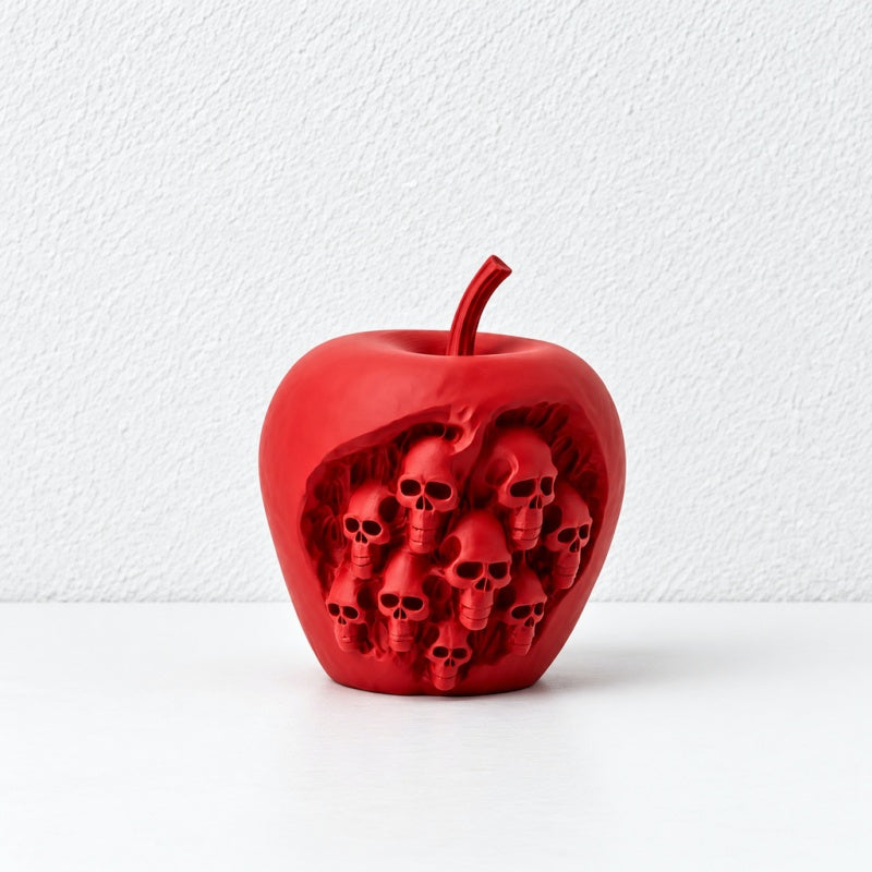 CouldNook Skull Apple Ornament - Recessed Faces And Curved Stem