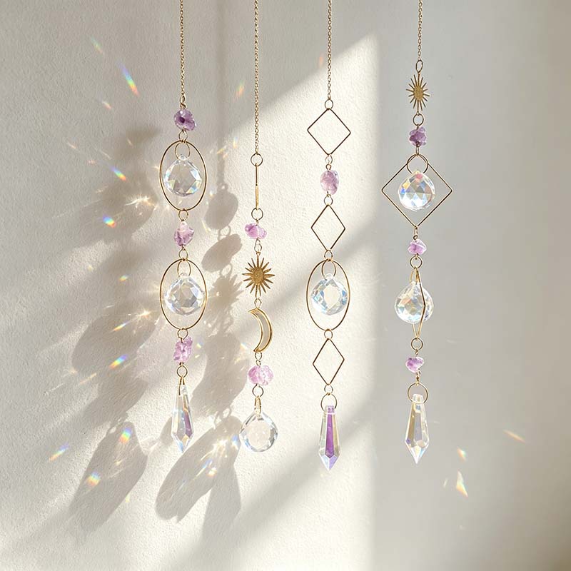CouldNook Amethyst Crystal Suncatcher Decorative - Crescent Moon Design