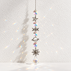 CouldNook Celestial Suncatcher - Silver-Toned Motifs and Linked Faceted Decorations