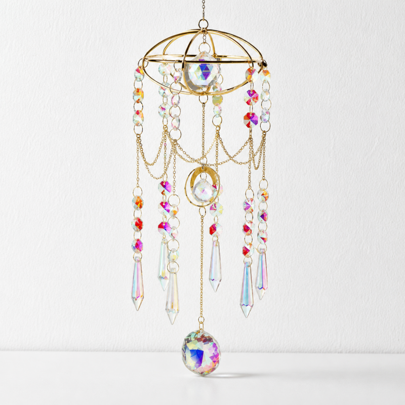 CouldNook Orbital Crystal Suncatcher Ornament - Cascading Iridescent Drops