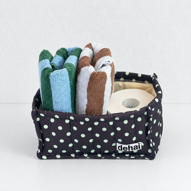 CouldNook Polka Dot Quilted Fabric Storage Basket - Open Top