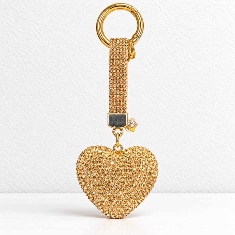 CouldNook Heart Keychain - Rhinestone-covered Shape and Matching Short Strap