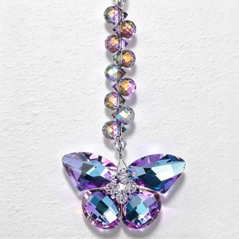 CouldNook Faceted Butterfly Suncatcher - Spiral Beads And Suspended Wings