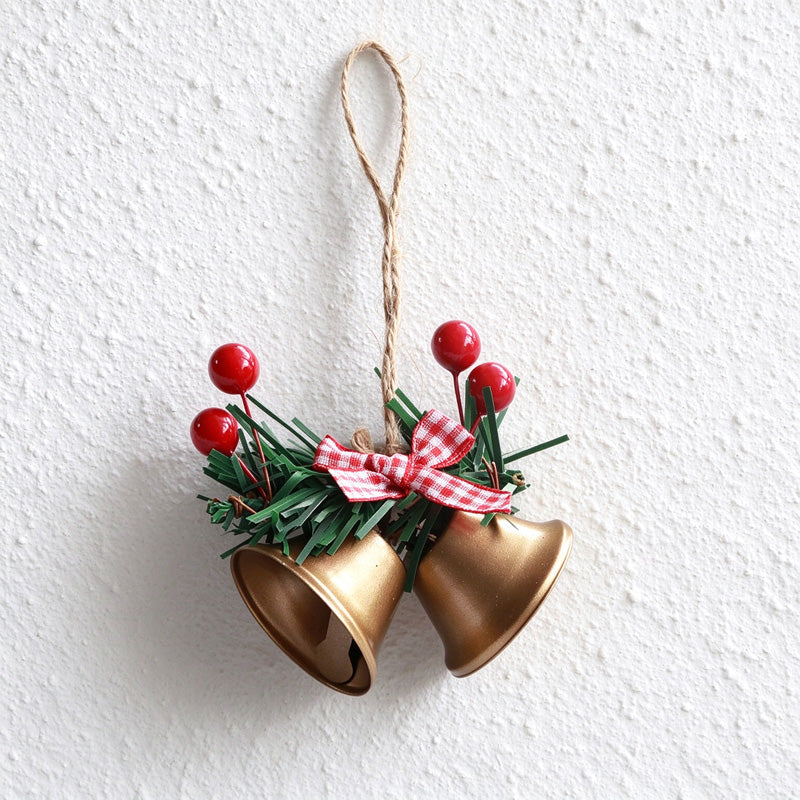 CouldNook Christmas Bell Ornament - Gingham Bow and Berries