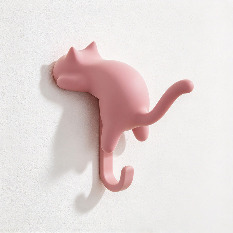 CouldNook Cat-Shaped Desk Hook - Raised Tail and Rounded Body