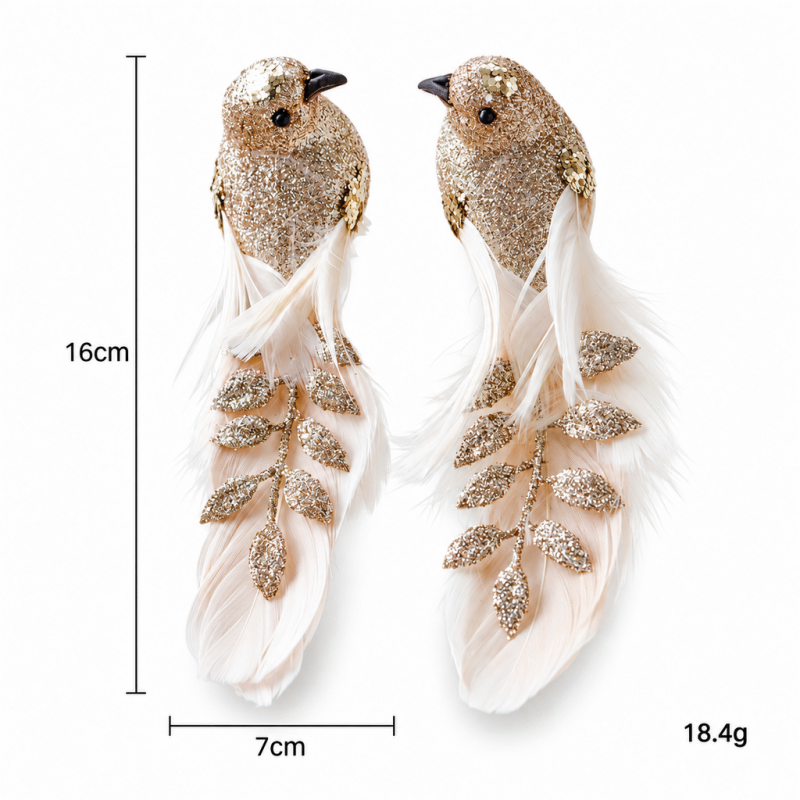 CouldNook Feather Bird Christmas Ornament - Glitter Detail