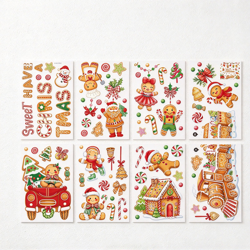 CouldNook Gingerbread Window Cling Set - Candy Motifs and Christmas Lettering