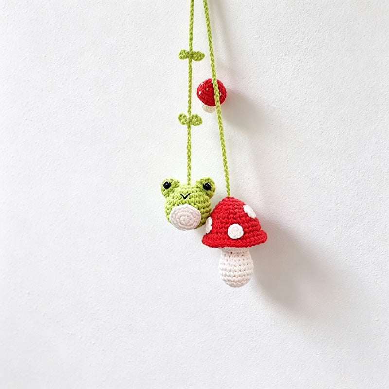 CouldNook Yarn Frog Flower Car Ornament - Six Swing Designs