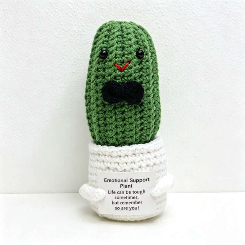 CouldNook Yarn Cactus Doll Planter - Bow Character Designs