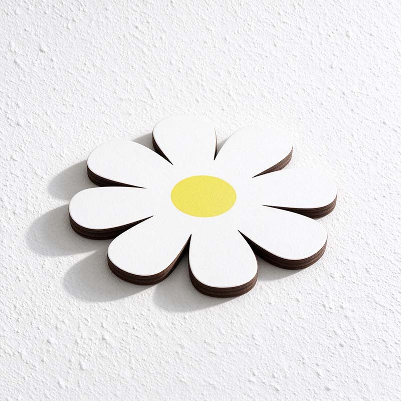 CouldNook Daisy Coaster Set - Four Wooden Flowers And Rounded Petals